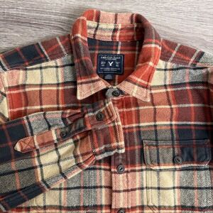 American Eagle Outfitters Plaid Flannel Shirt Red Blue Tan Long Sleeve Button Up
